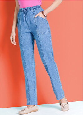 Elasticated Waist Pull On Jeans - LT214